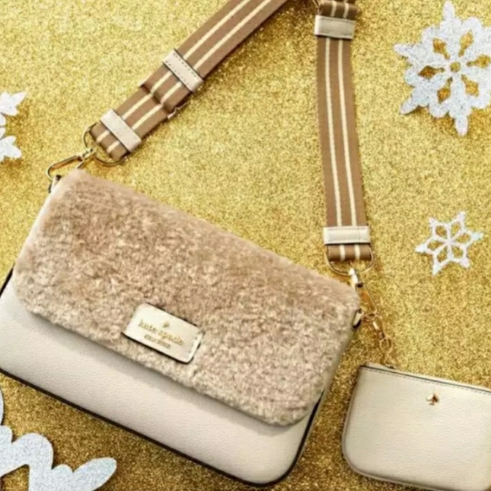 NWT Kate Spade ♠️ Rosie Faux Shearling Flap Crossbody 🤍🤍